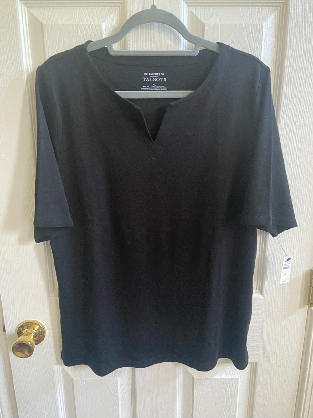 Talbots notched collar black t shirt NWT